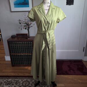 The J Peterman Company 1947 Green Shirt Dress Size 10